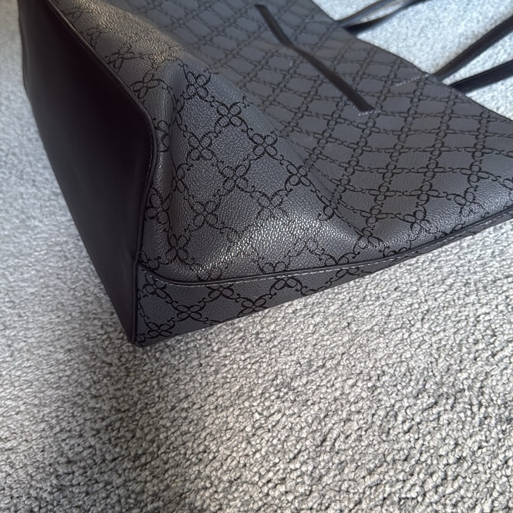Nine West Charcoal Patterned Tote. 2 Outside Pockets & Inside Zipper & Slots! - Picture 5 of 13